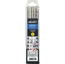 Set burghie Alpen SDS-plus cu trei burghie de dimensiunile 6, 8 și 10 mm, lungime 160 mm