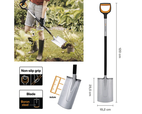 Cazma de grădină Fiskars cu mâner în D, lungime 120 cm