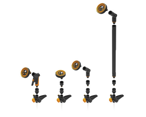 Duș de grădină cu diferite accesorii pentru irigare