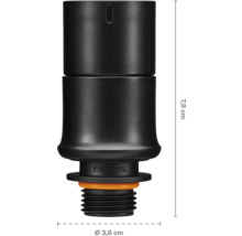 Regulator de irigare Fiskars cu dimensiunile de 7,9 cm înălțime și 3,8 cm diametru