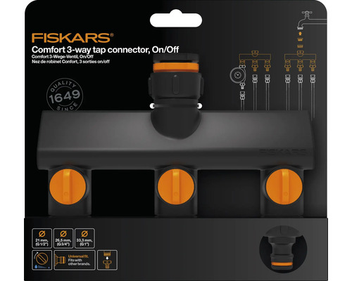 Conector robinet cu 3 căi Fiskars Comfort, pornit/oprit