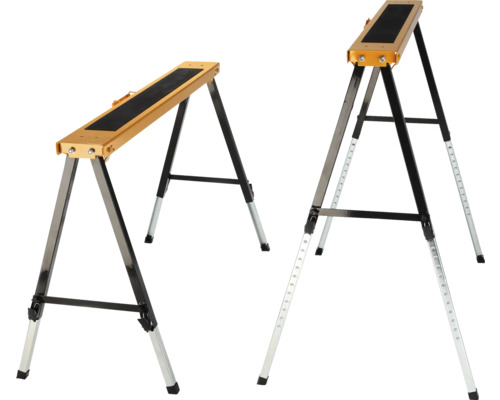 Doi capre de lucru metalice reglabile pentru activități de atelier