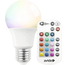 Bec LED RGBW Avide E27 9,7W 806 lumeni, glob mat A60, cu telecomandă