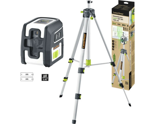 Set nivelă cu laser verde Laserliner SmarCross-Laser GX, linii în cruce 150 cm Laserliner SmartCross Laser GX Set cu trepied și ambalaj