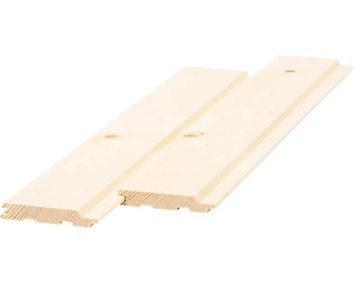 Două scânduri profilate din lemn pentru placări de pereți și plafoane