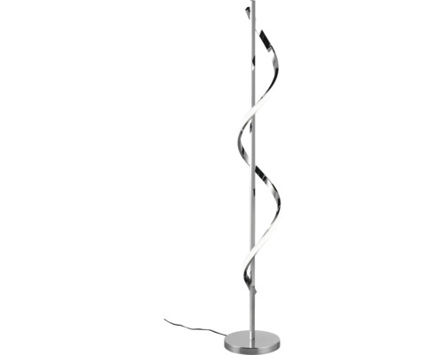 Lampă de podea cu design spiralat și bază rotundă.