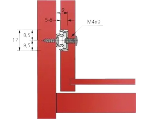 Desen tehnic al unui șurub M4x9 pentru fixarea componentelor