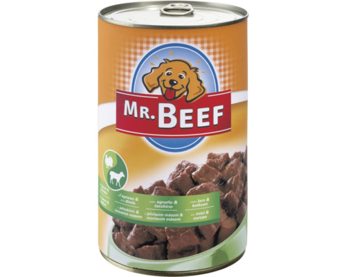 Hrană umedă pentru câini MR. BEEF cu miel și curcan 1200 g