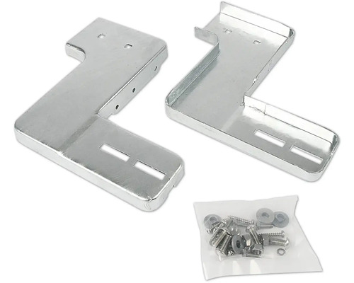 Două suporturi metalice cu șuruburi și piulițe într-un ambalaj.