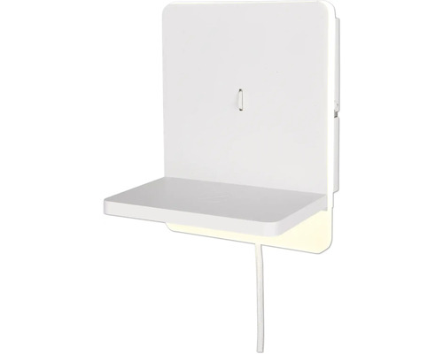 Aplică perete interior cu LED integrat Fairfield 9W 900 lumeni, port USB, alb mat Raft de perete cu iluminare cu LED