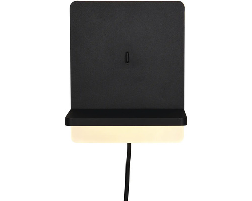 Lumină de perete neagră cu raft și cablu