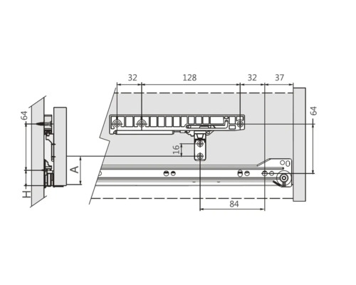 Set amortizoare glisere cu roți 600mm, , max. 15kg, 2 bucăți