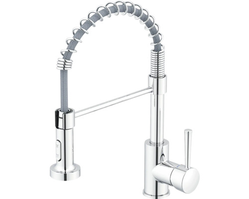 Baterie de bucătărie cu gura de scurgere flexibilă și mixer monocomandă