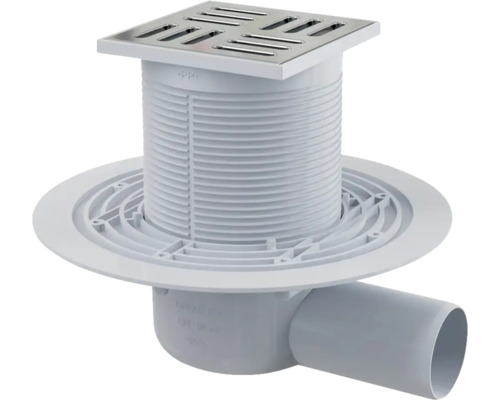 Sifon de pardoseală din plastic cu capac din oțel inoxidabil