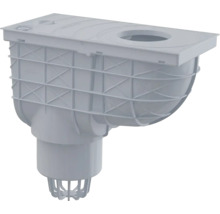 Cămin scurgere polipropilenă gri Alca 305x155x245 mm burlan Ø 80/90/110/125 mm ieșire verticală Ø 110 mm include clapetă și coș colector