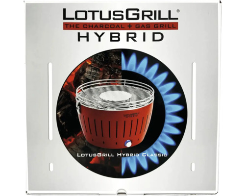 Ambalajul unui grătar pe cărbune și gaz Lotusgrill Hybrid Classic