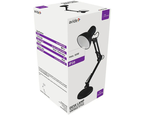 Ambalaj pentru o lampă de birou neagră în stil vintage de la Avide