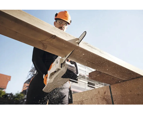 Artizan taie lemn cu un ferăstrău cu lanț fără fir.