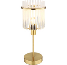 Lampă de masă cu abajur din sticlă și bază metalică