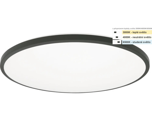 Plafonieră cu LED integrat Onyx 24W 2400 lumeni, protecție la umiditate IP44, negru