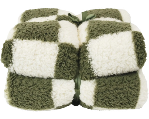 Pătură Check alb/verde 150x200 cm Vestă de pluș în carouri