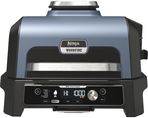 Grătar electric de exterior cu funcție de afumare Ninja Woodfire Pro Connect XL 7-în-1 40°C - 260°C 1,7 kW control prin aplicație Grătar electric Ninja Woodfire cu panou de control