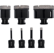 Set de carote diamantate de diferite dimensiuni pentru mașini de găurit