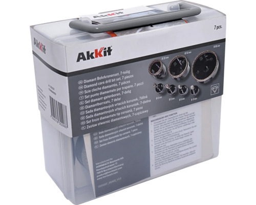 Akkit Set freze diamantate tip coroana, 7 piese in ambalaj transparent