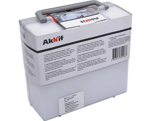 Set burghie diamantate AkKit în cutie de plastic