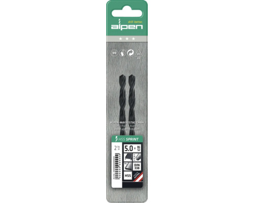 Alpen HSS Sprint Set burghie metal, 2 bucăți, 5.0 mm