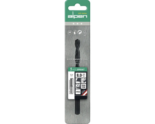 Alpen HSS Sprint burghiu pentru metal, diametru 8.0 mm