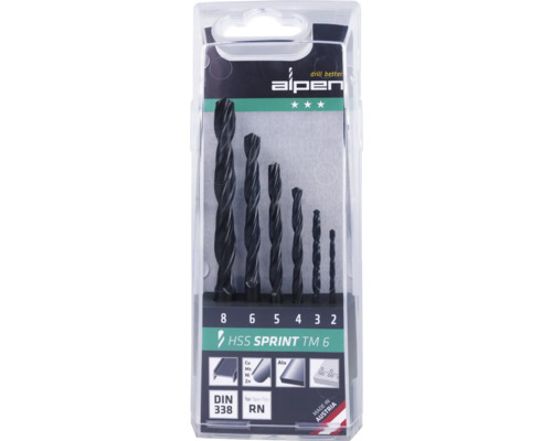 Set burghie metal HSS Alpen Ø2-8 mm, 6 piese