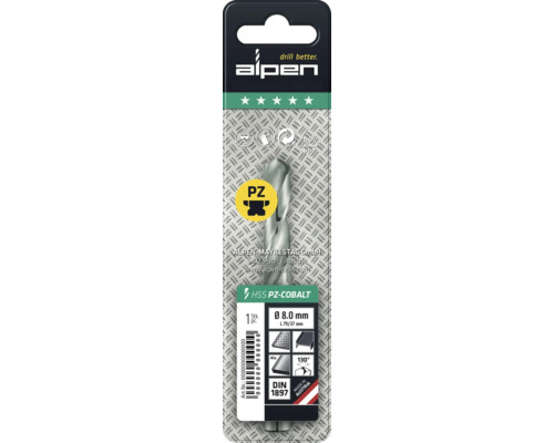 Alpen HSS PZ-Cobalt burghiu metal, diametru 8.0 mm