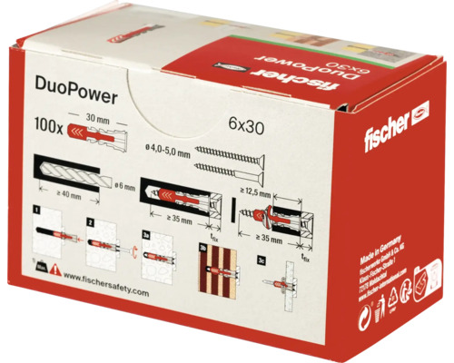 Ambalaj dibluri Fischer DuoPower 6x30, 100 bucăți