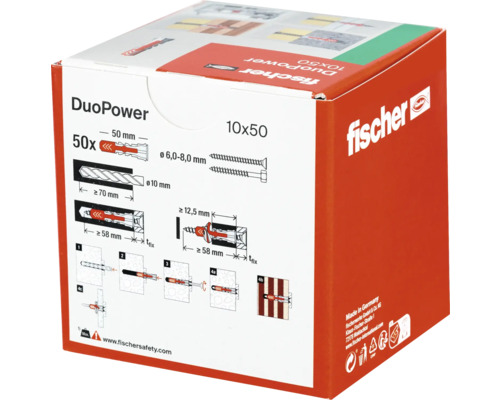 Pachet dibluri Fischer DuoPower 10x50, 50 bucăți