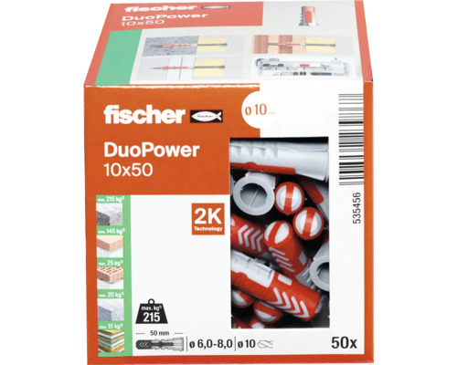 Pachet de 50 de dibluri Fischer DuoPower 10x50
