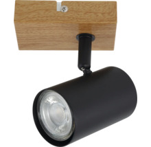 Spot LED negru cu bază din lemn pentru montare pe tavan