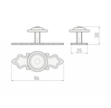 Desen tehnic cu dimensiunile unui buton de mobilă