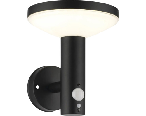 Lampă solară cu LED Shiny 215 lumeni 3000K, senzor de mișcare, plastic negru Lumină de perete neagră cu senzor de mișcare