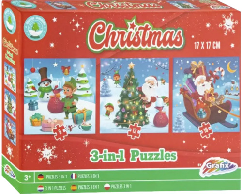 Set puzzle Crăciun 3 în 1 Grafix 17x17 cm