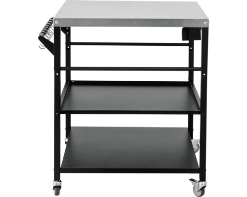 Cărucior de servire cu două rafturi, cârlige și role
