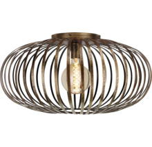 Lumină de tavan metalică cu design decorativ de cușcă și bec