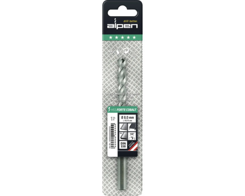 Burghiu Alpen HSS Forte Cobalt, diametru 8 milimetri