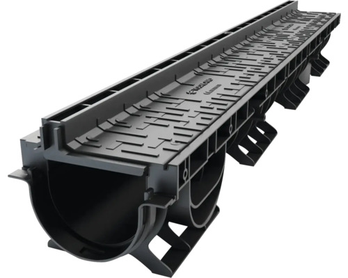 Rigolă polipropilenă VODALAND grătar polipropilenă negru 85x156x1000 mm scurgere verticală Ø 110 mm A15 trafic pietonal Rigolă polipropilenă VODALAND grătar polipropilenă negru 85x156x1000 mm scurgere verticală Ø 110 mm A15 trafic pietonal