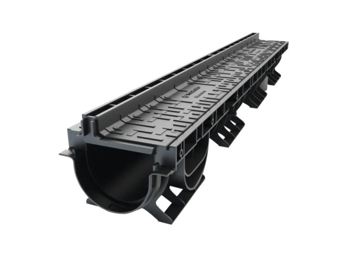 Rigolă polipropilenă VODALAND grătar polipropilenă negru 105x156x1000 mm scurgere verticală Ø 110 mm A15 trafic pietonal Rigolă polipropilenă VODALAND grătar polipropilenă negru 105x156x1000 mm scurgere verticală Ø 110 mm A15 trafic pietonal