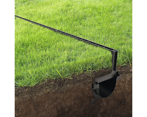 Secțiune transversală a marginii gazonului cu funcție de irigare