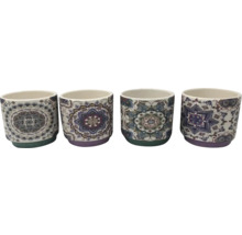 Patru căni ceramice cu design mandala
