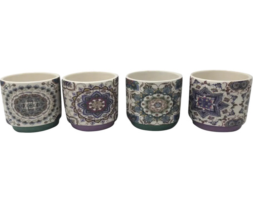 Patru căni ceramice cu design mandala