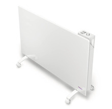 Radiator alb cu roți și afișaj digital