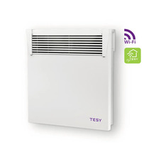 Convector de perete alb cu sigla Tesy, simbolul wifi și simbolul MyTesy